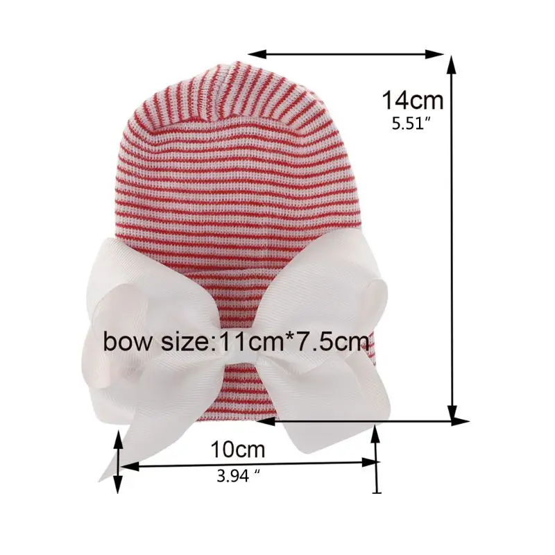 

Free Shipping Newborn Baby Hat Toddler Striped Caps Bow Beanies Soft Hospital Girls Hats Baby Warm Hat for Baby 0-3M Accesories