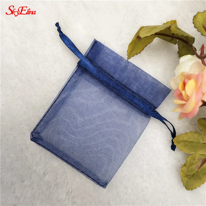 Navy 50 шт. 7x9 9x12 10x15 13x18 СМ Сумки из Органзы Упаковка Ювелирных Изделий Сумки Свадьба Украшения Drawable Сумки Подарочные Пакеты 5Z - Цвет: Navy