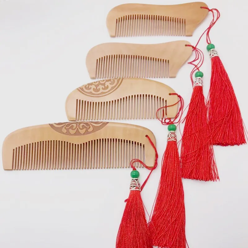 Натуральный Анти статический деревянный бамбуковый Массажная расческа Массажка