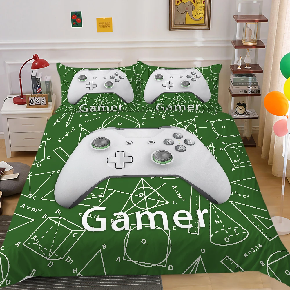 

Gamer Gamepad Game Bedding Set Boys Men Teens Bedroom Decor Gift Duvet Comforter Cover 2/3 Pieces Bedspread with Pillowcases