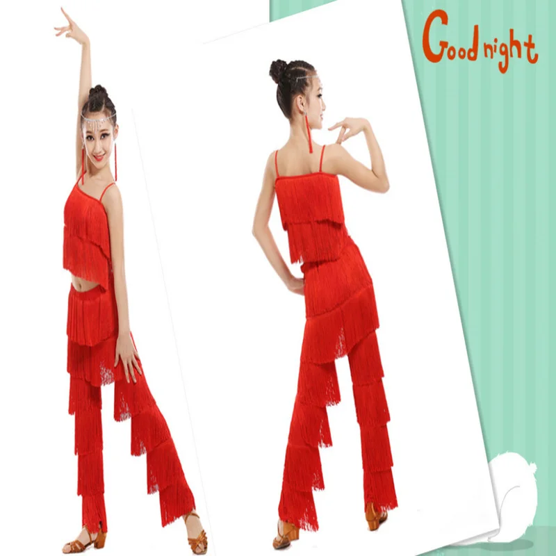 Платье для латинских танцев девочек и взрослых Бальные топы с кисточками