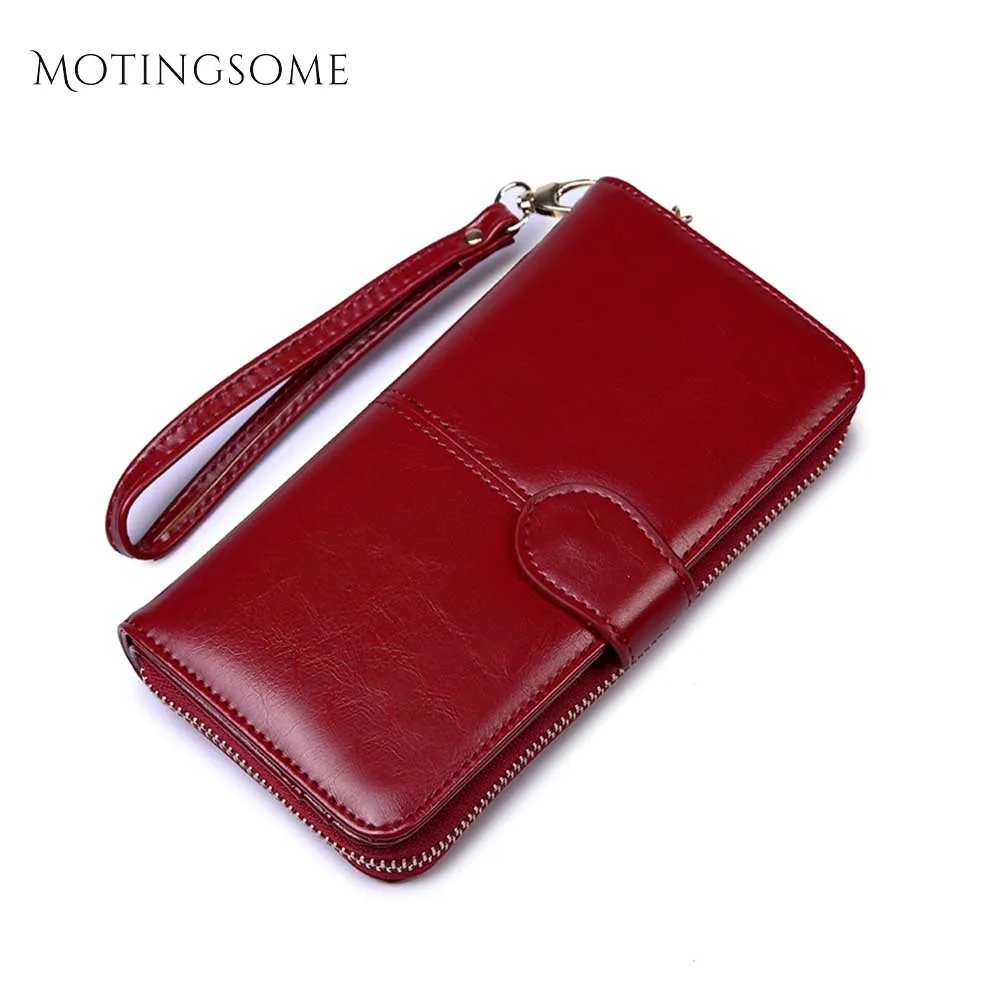 Стильные женские кошельки с масляным воском искусственная кожа длинный стиль