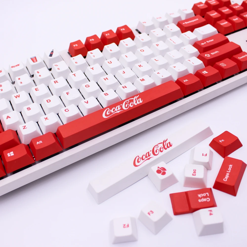 MP крашеная сублимированная колпачок для клавиш Coca Cola 87/108 клавиши толстые