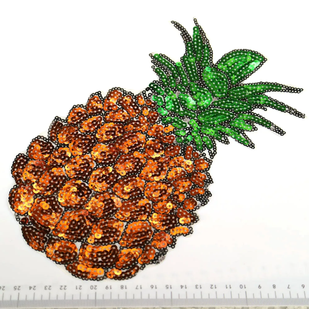 

Sequin pineapple patches for clothing DIY sew on parch appliques Fruits Embroidery applique patch ropa clothing accessories