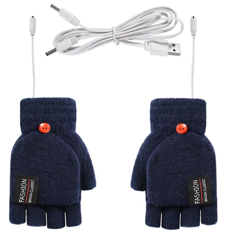 

Top!-USB Electric Heated Gloves Double-Sided Heating Gloves Mittens Rechargable Waterproof Adjustable Temperature