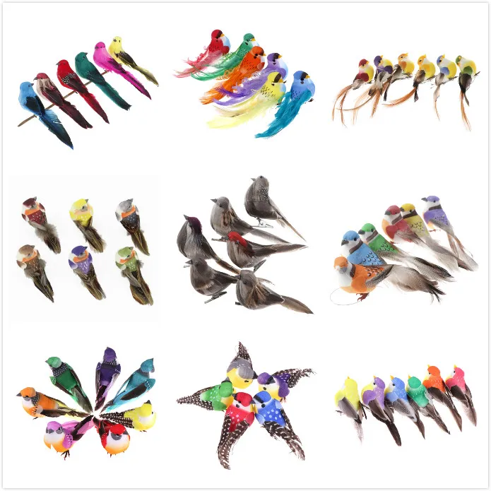 

1/12PCS Foam Artificial Bird Flower Supplies For Wedding Christmas Tree Decoration DIY Scrapbooking Wreath Fake Flowers