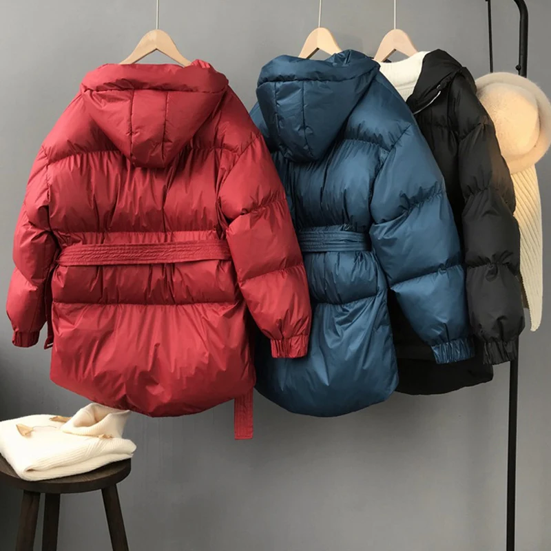 Женская парка с капюшоном Повседневная теплая воротником стойкой для