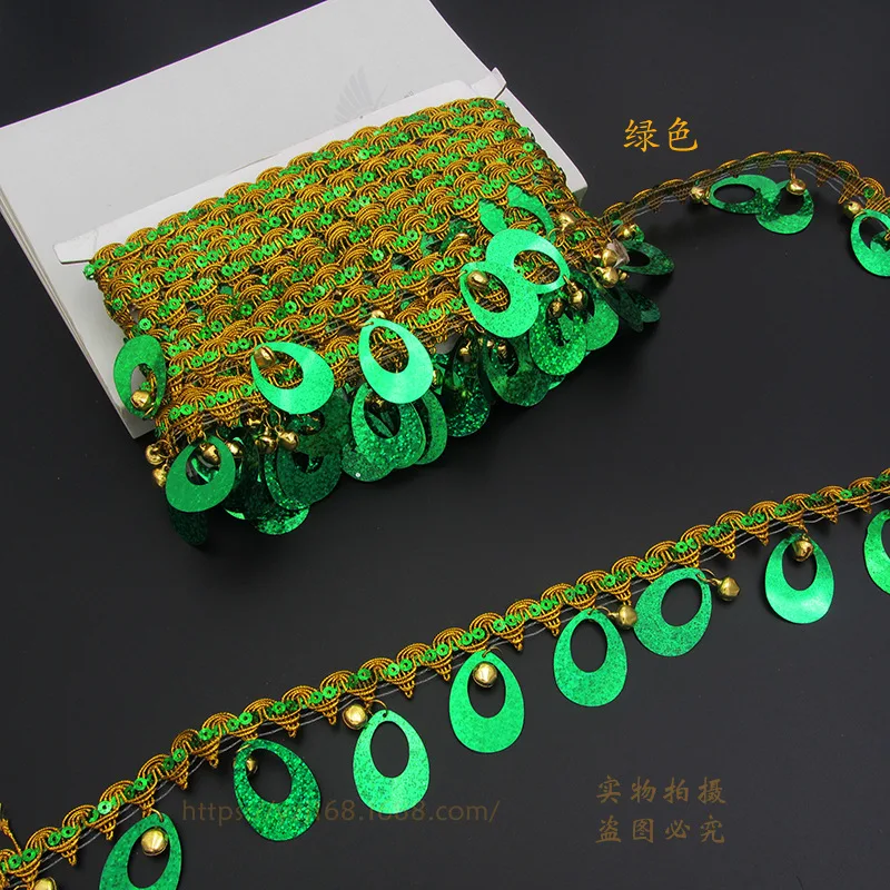 10 ярдов блестки кружевная лента оставляет отделку ткань для латиноамериканского