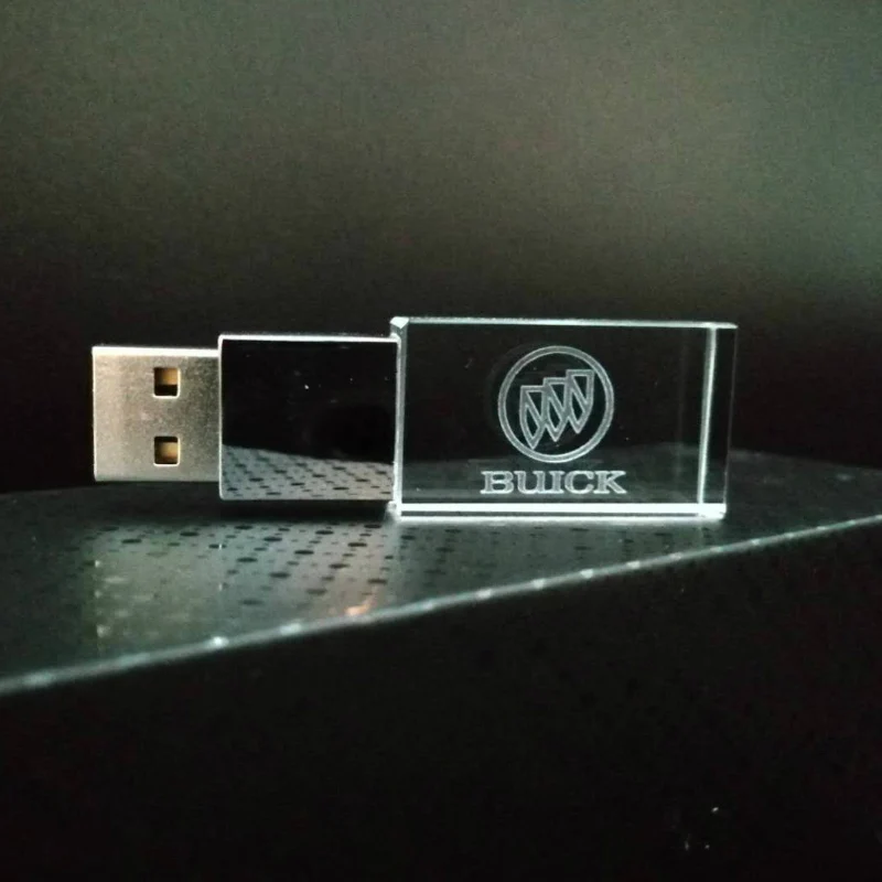 

Buick Car Logo Transparent Glass USB 2.0 For Car Logo usb pen drive 4GB 16GB 32GB 64GB USB Flash drive Custom Company Logo Gift