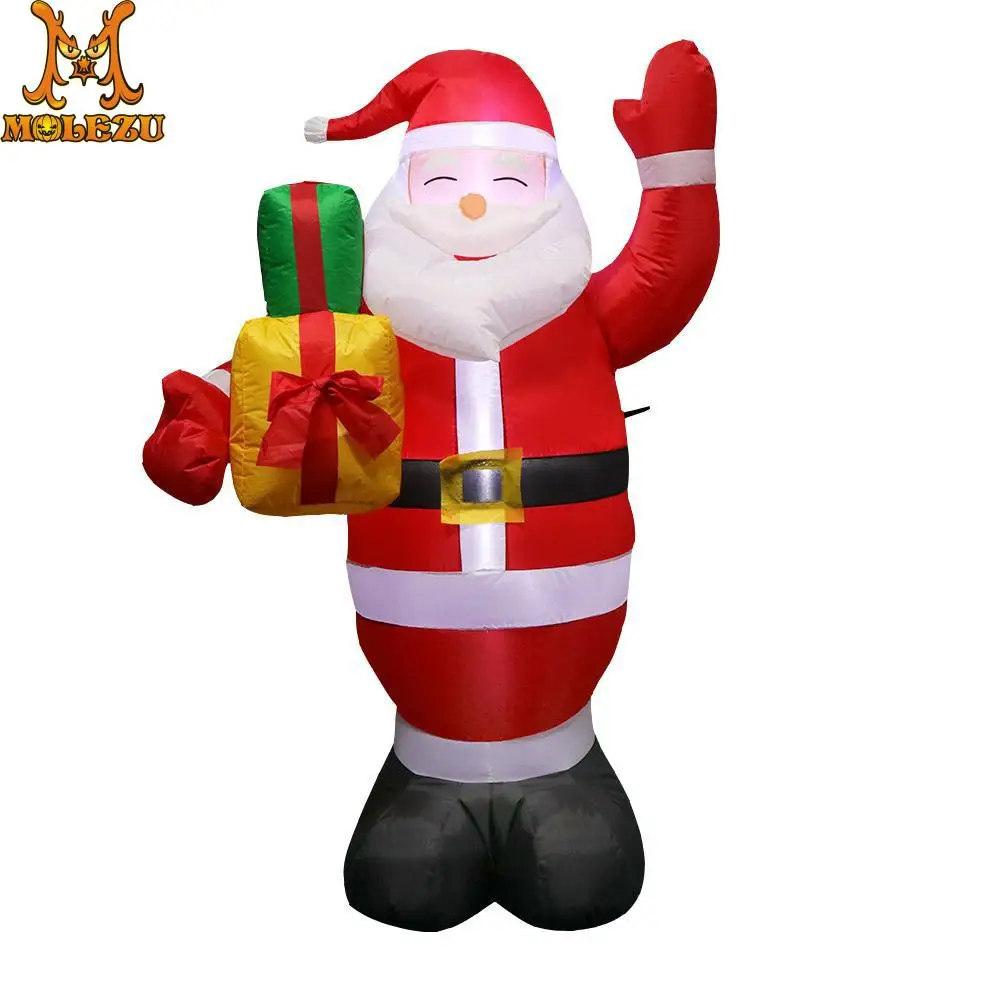 Molezu Christmas Ornaments Inflatable Santa Gift Pack Luminous Inflatable Christmas Decoration Garden Decoration Props