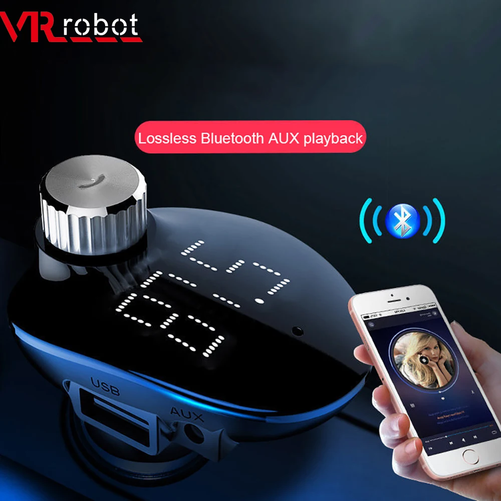 Автомобильный FM модулятор VR robot комплект громкой связи с Bluetooth Aux mp3 плеер 5 В 3 4 А USB