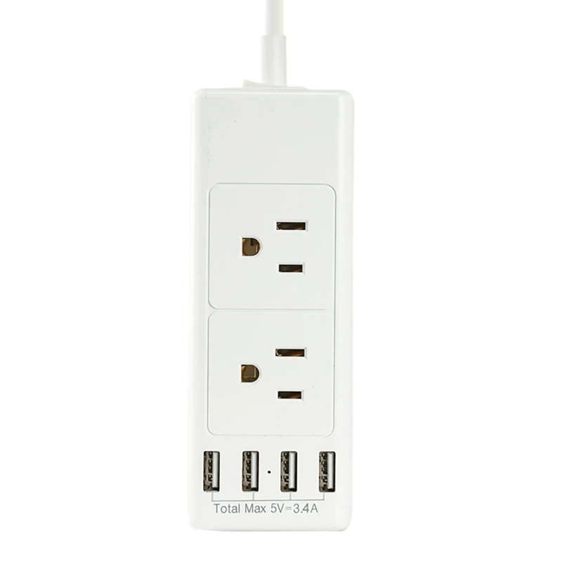 

Удлинитель с 6 розетками, 4 порта USB 5 В, 3 А, 1250 Вт, 10 А, 5 футов