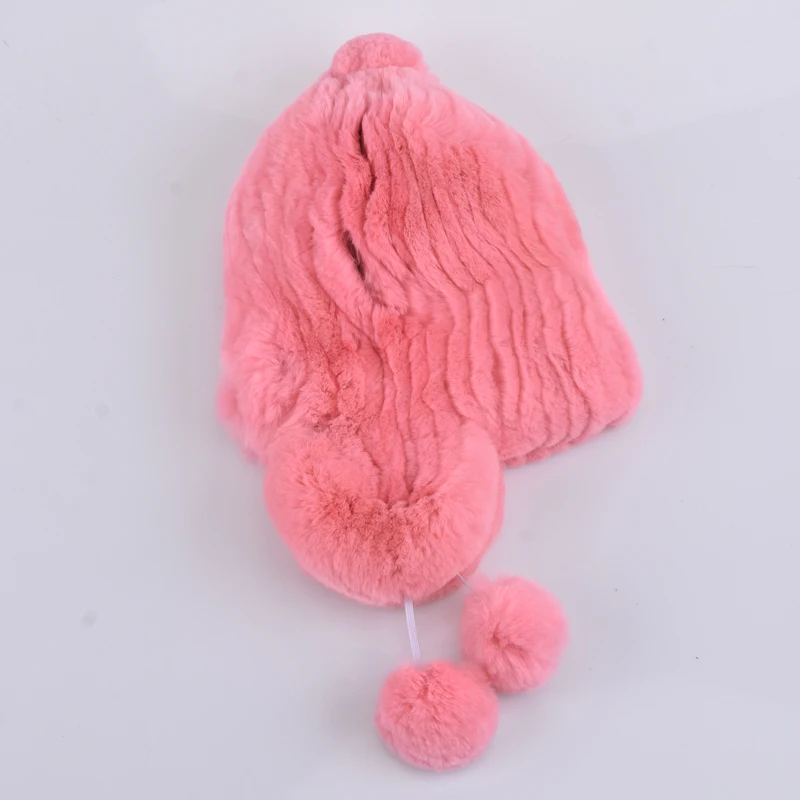 Вязаные Детские шапки-бомберы из меха кролика Рекс женские зимние модные меховые