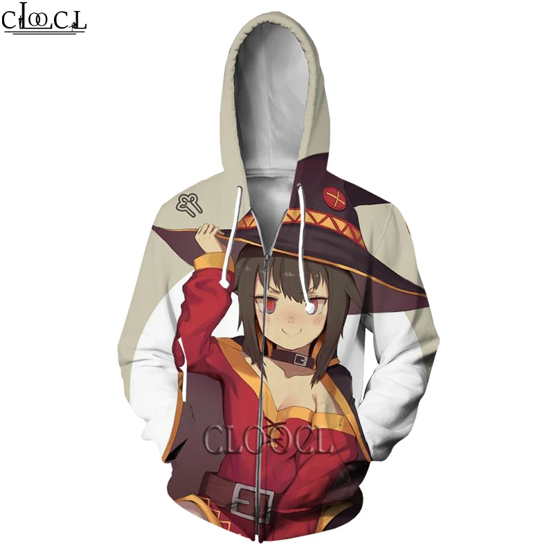 

HX Anime Girl Megumin Konosuba Men Women Zipper Hoodies Fashion Autumn 3D Print Casual Harajuku Clothes Hoody Drop Shipping