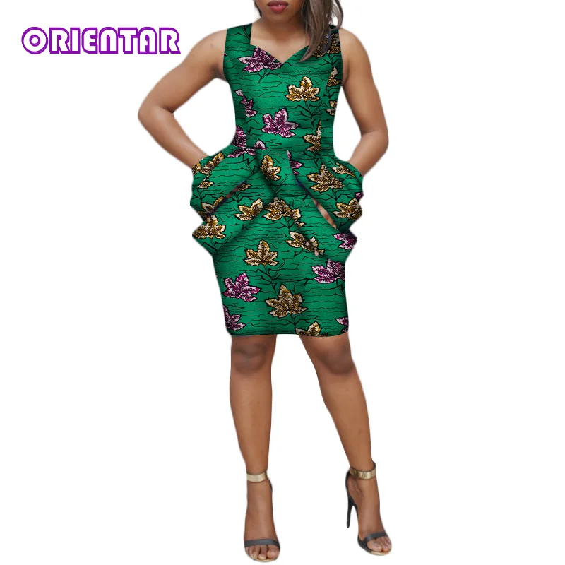 Модное женское платье базин богатый Африканский принт без рукавов Дашики летние