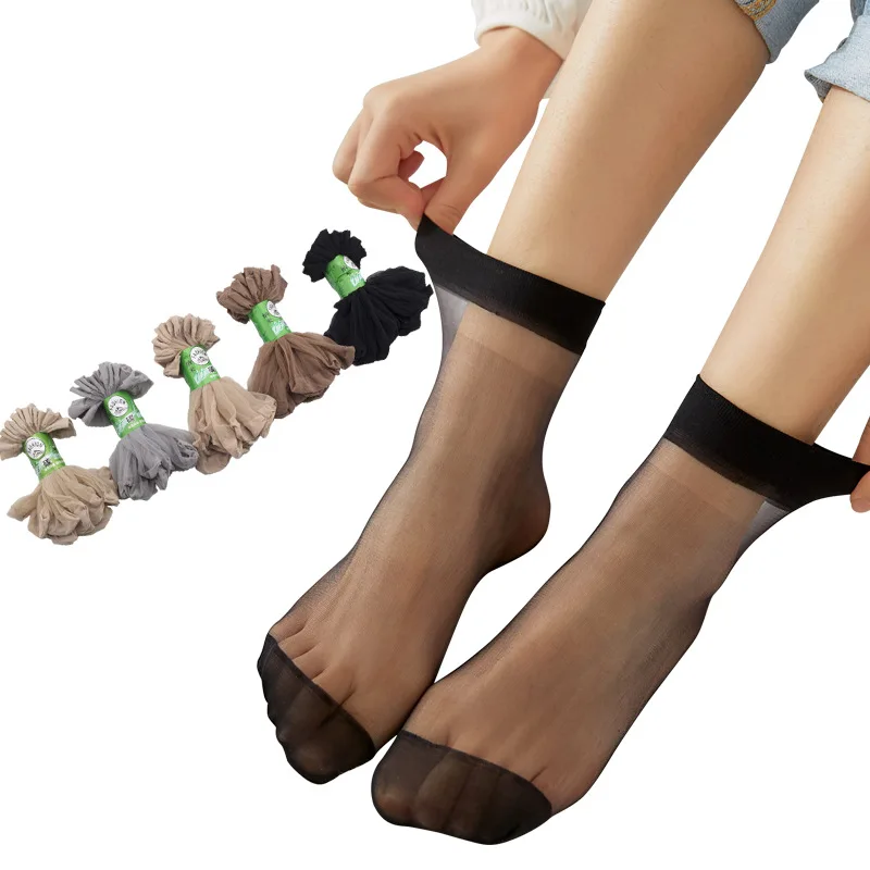 

10Pairs/Lot Ultra-Thin Breathable Women Black Silk Socks Spring Summer Solid Business Velvet Ladies Socks Short Hot Sale