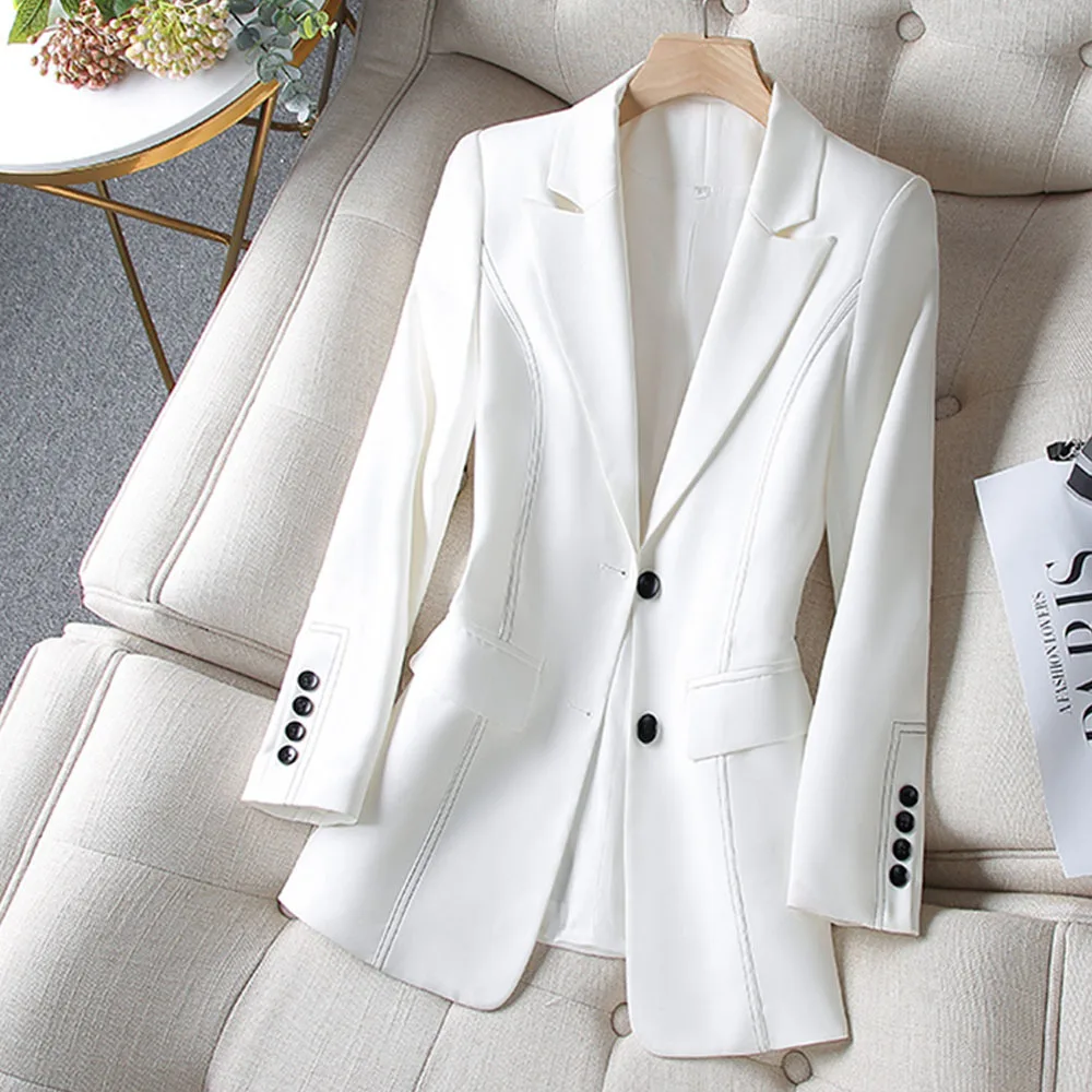 

European American Vintage British Style Lady Autumn Casual Black Blazer 2021 Temperament Suit Jacket Spring Office Suit Jacket