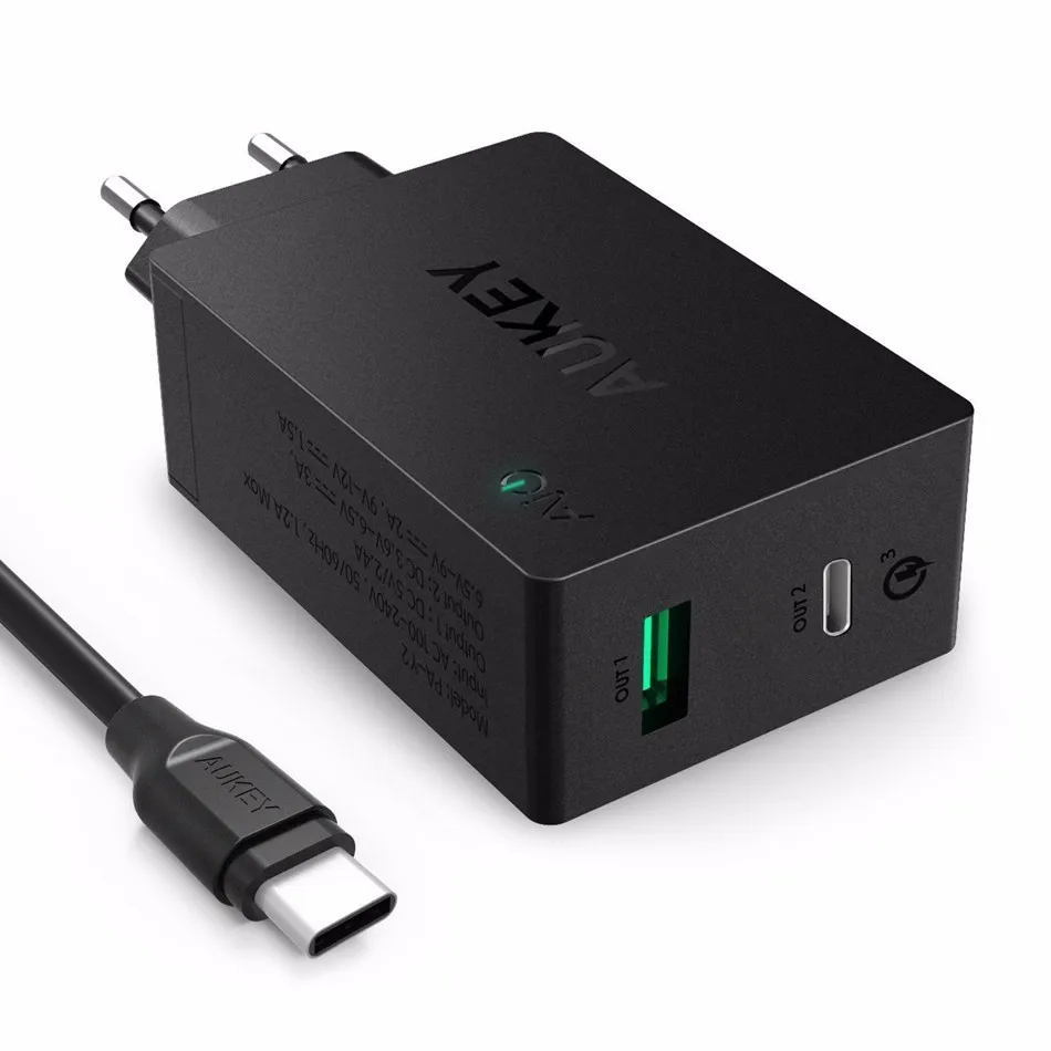 Зарядное устройство AUKEY сетевое с USB портами и разъемами Type C|Зарядные устройства