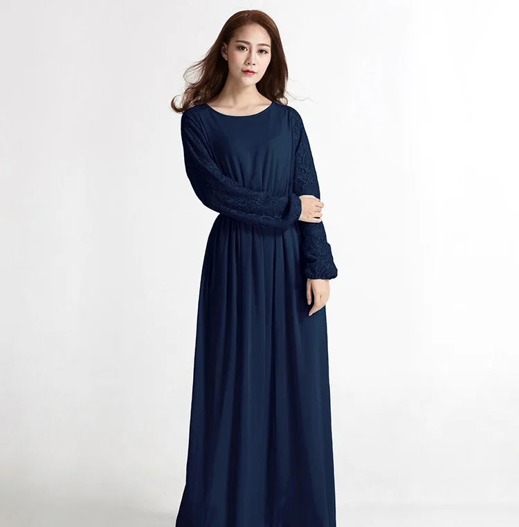 Женская длинная юбка из шифона однотонное кружевное платье в мусульманском