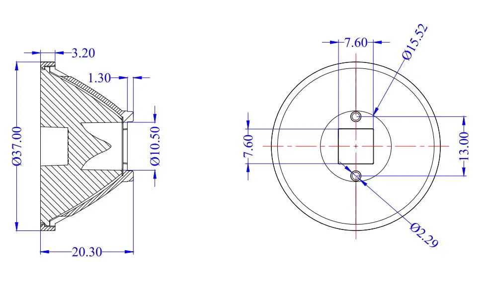 10-градусный диаметр 37 0 мм светодиодный объектив для светодиосветодиодный CREE XHP70