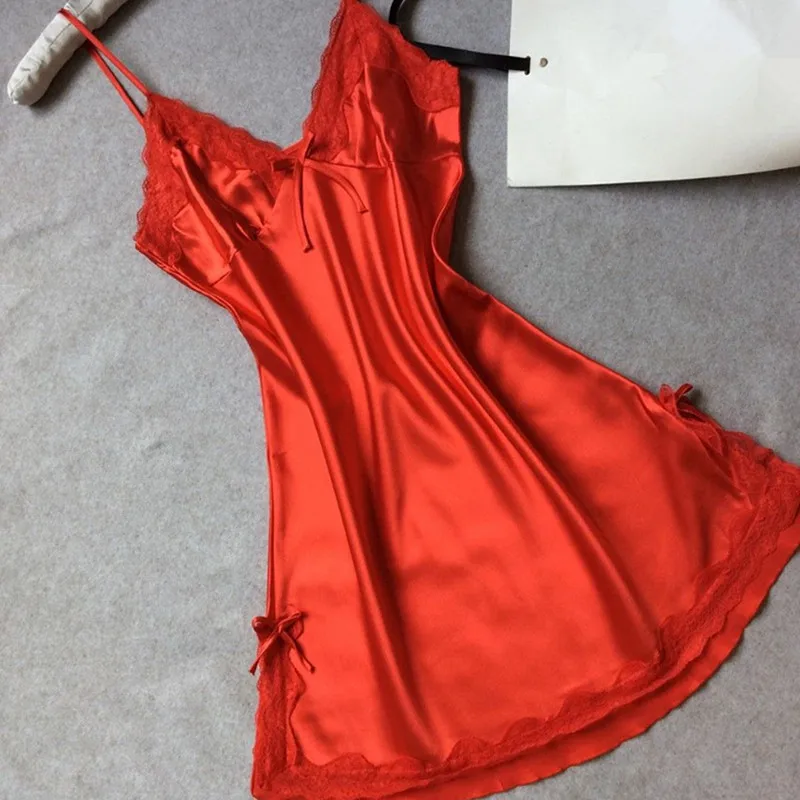 

Women's Sexy Lingerie Silk Nightgown Summer Dress Lace Night Dress Sleepwear Babydoll Nightie Satin Homewear Nightwear