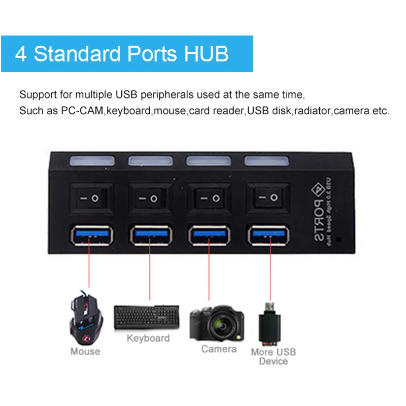 USB 3 0 концентратор 4/7 порт несколько высокая скорость 5 Гбит/с вкл/выкл.
