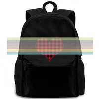 buffalo plaid heart valentines day love new pure hip hop mens women men backpack laptop travel school adult student