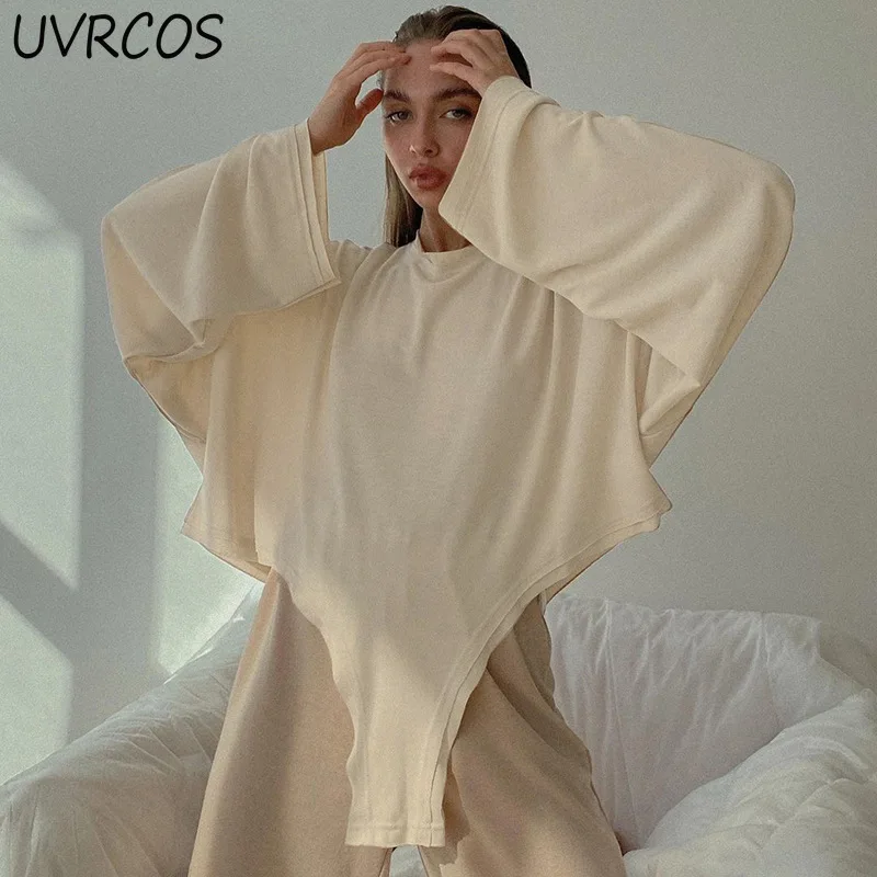 

Женская Асимметричная Свободная кофта с круглым вырезом и длинным рукавом