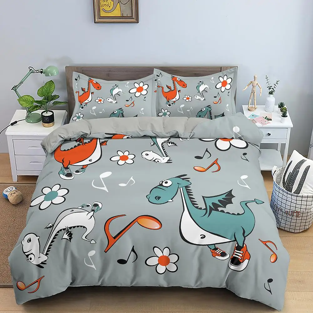 Зимний комплект постельного белья с рисунком единорога/кота/динозавра