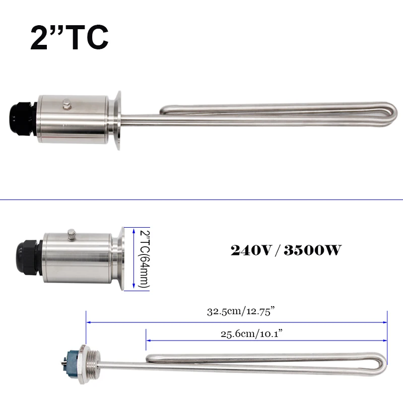 2 &quotTC(64mmOD) 3500 Вт складной нагревательный элемент 240 В (32 5 см) Нержавеющая сталь 304