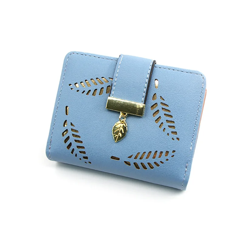 Free Freight 2019 New Korean Leaf Hollow Ladies Short Zipper Wallet Handbag Student Zero Wallet Wholesale Beny  the Ink Machine