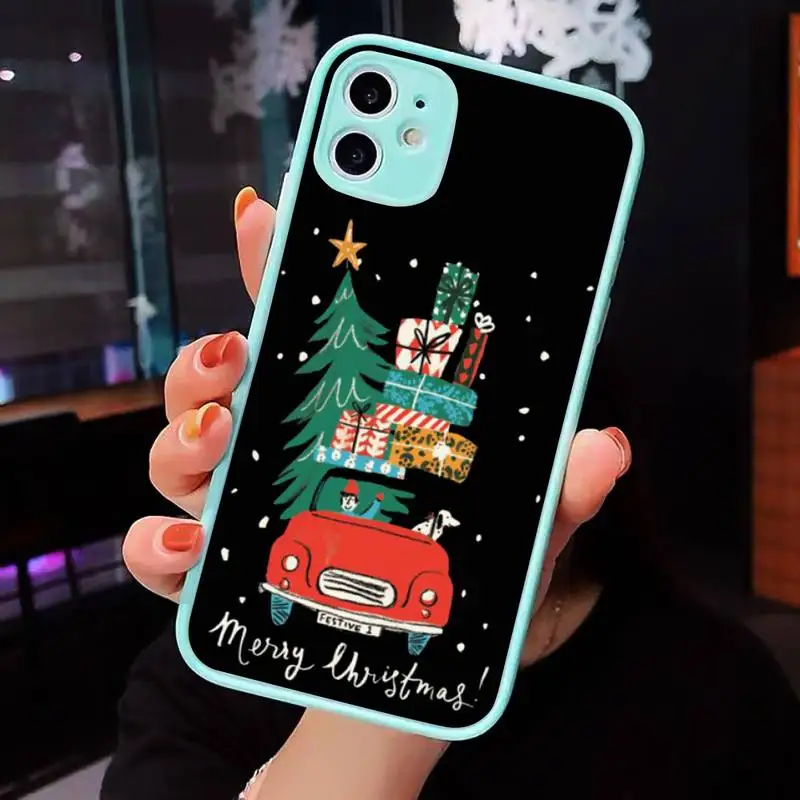 

Christmas snow beer Gift Phone Case Matte Transparent for iPhone 7 8 11 12 s mini pro X XS XR MAX Plus cover funda