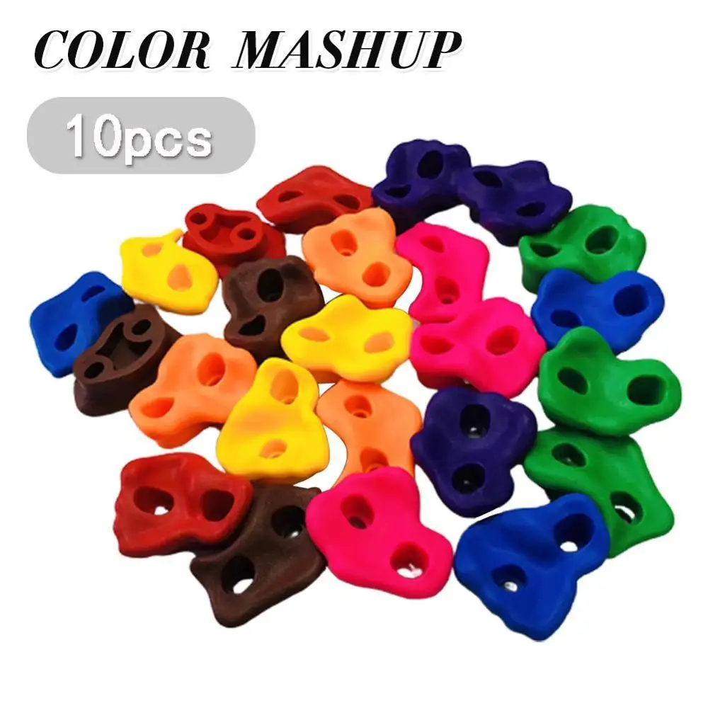 

10 шт. разноцветные пластиковые детские камни для скалолазания деревянные стены ручные ножки держатели наборы с винтами случайный цвет