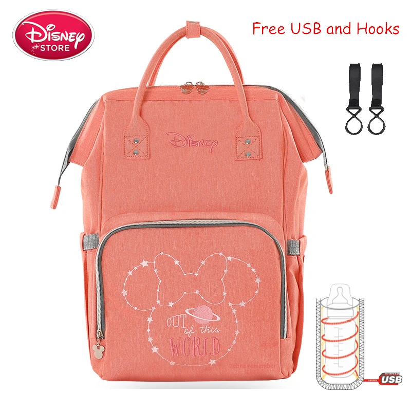 Сумка disney, рюкзак с Микки Маусом, USB, с подогревом, для мамы, ребенка, сумки для беременных, сумка для путешествий, для мам, сумка для подгузников, для ухода за ребенком - Цвет: Red