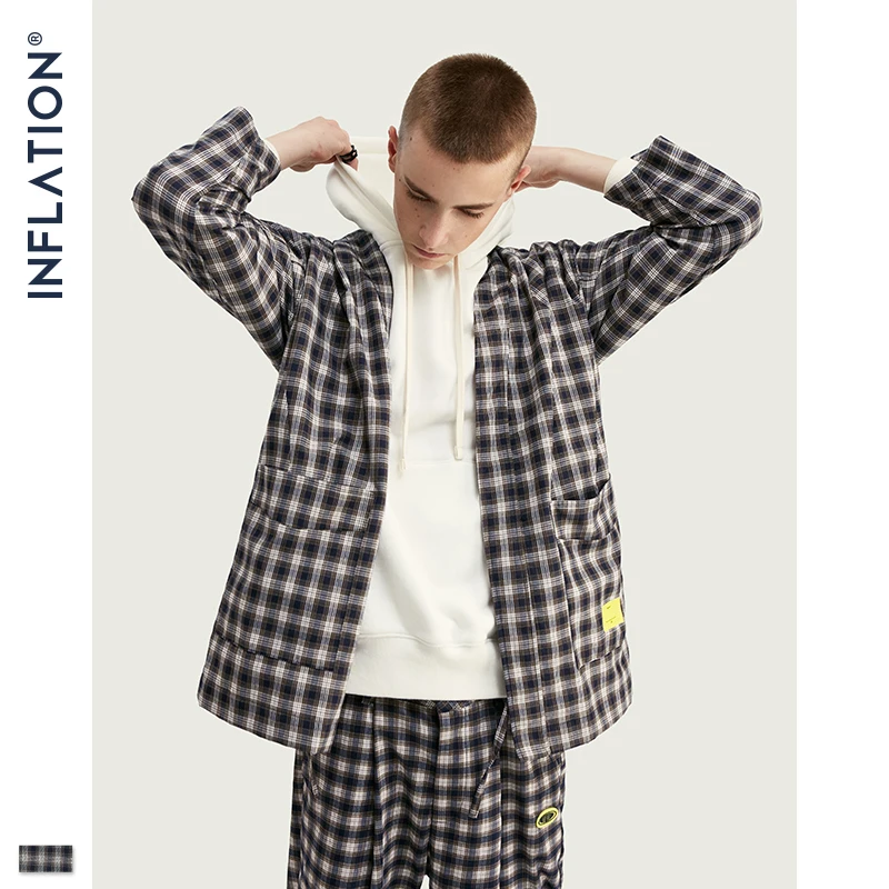 INFLATION 2020 DESIGN Loose Fit Men Blazer Suit In Black White With Check Terno Masculino Blazers Streetwear | Мужская одежда