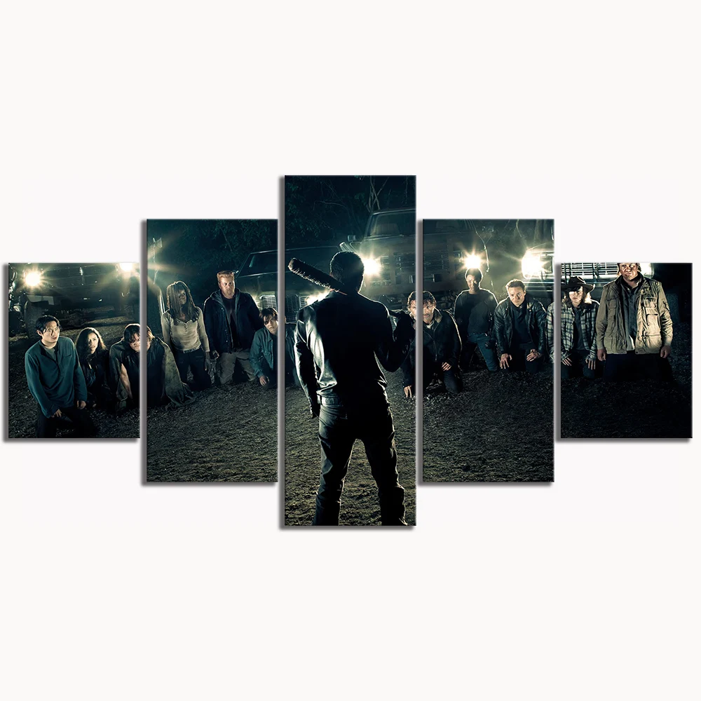 

5 Piece Canvas Painting The Walking Dead Movie Poster HD Wall Art Decorative Paintings Wall Decor framework Home Bedroom Modern