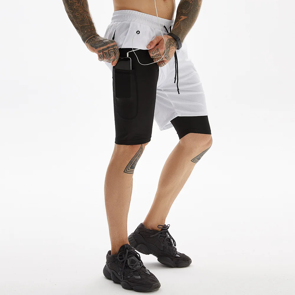

2021 Shorts Men Fitness Gym Training Sports Shorts Quick Dry Workout Gym Sport Jogging Double Deck Summer Men Shorts