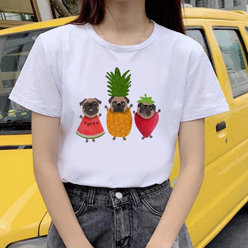 

Graphic Tees Tops Colored Pineapple Oversized Tshirts Women Funny T Shirt O-Neck T-Shirt Vintage Ullzang Mujer T-Shirt