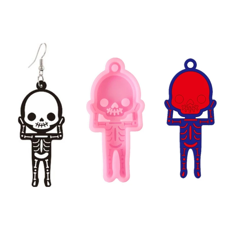 Блестящие серьги-скелеты эпоксидная смола форма брелок ожерелье полимер для