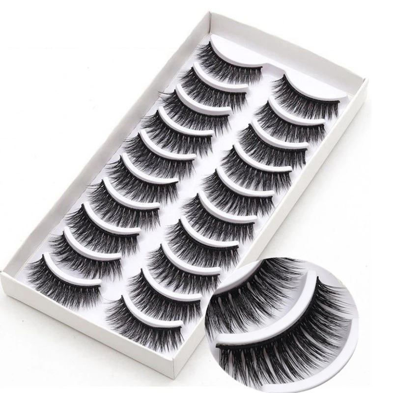 Новые 10 пар ручной работы 3d норковые ресницы короткие накладные крест грязные