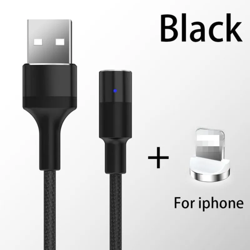 Black for iPhone Магнитный кабель 3А для быстрой зарядки Micro usb type-C Шнур для iPhone 11Pro Xs Max samsung s10 Xiaomi Магнитный зарядный usb-кабель для передачи данных - Тип штекера: Black for iPhone