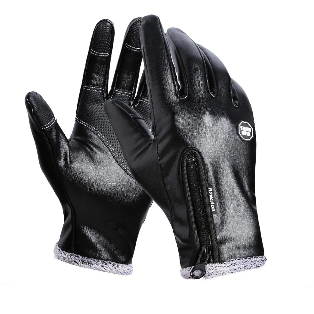

Winter Outdoor Cycling Full Finger Leather Gloves Waterproof Windproof Non-slip Touch Screen Ski Outdoor Sports Men's Gloves