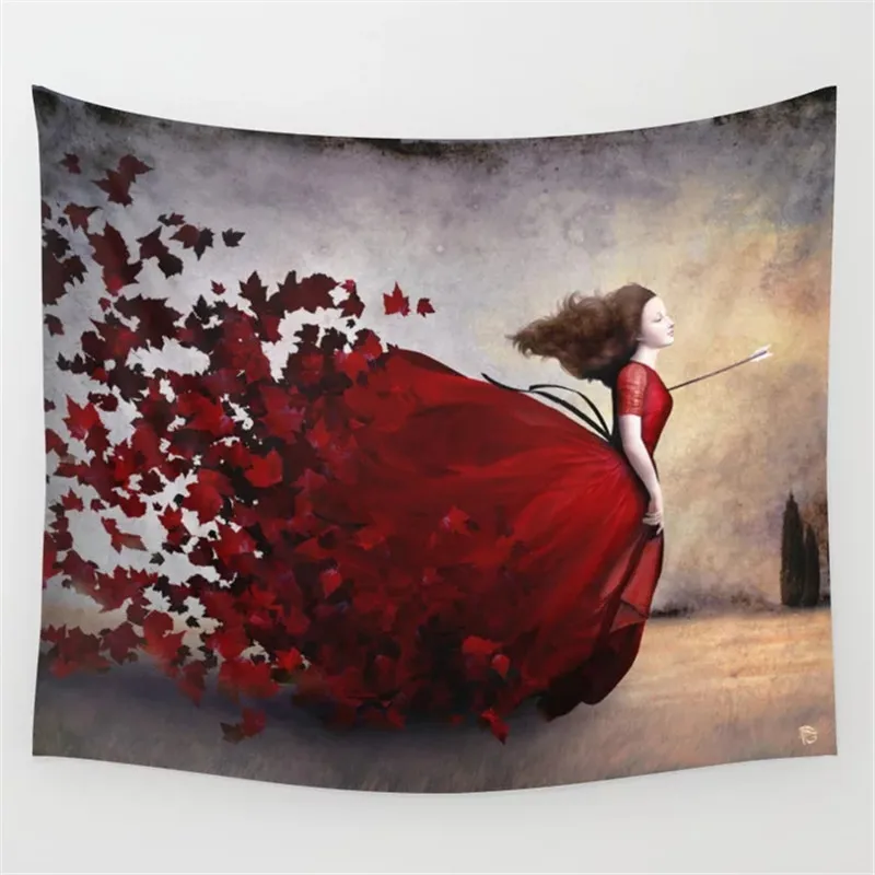 Прямая поставка Белый лебедь гобелен с женщиной настенный хиппи украшение дома