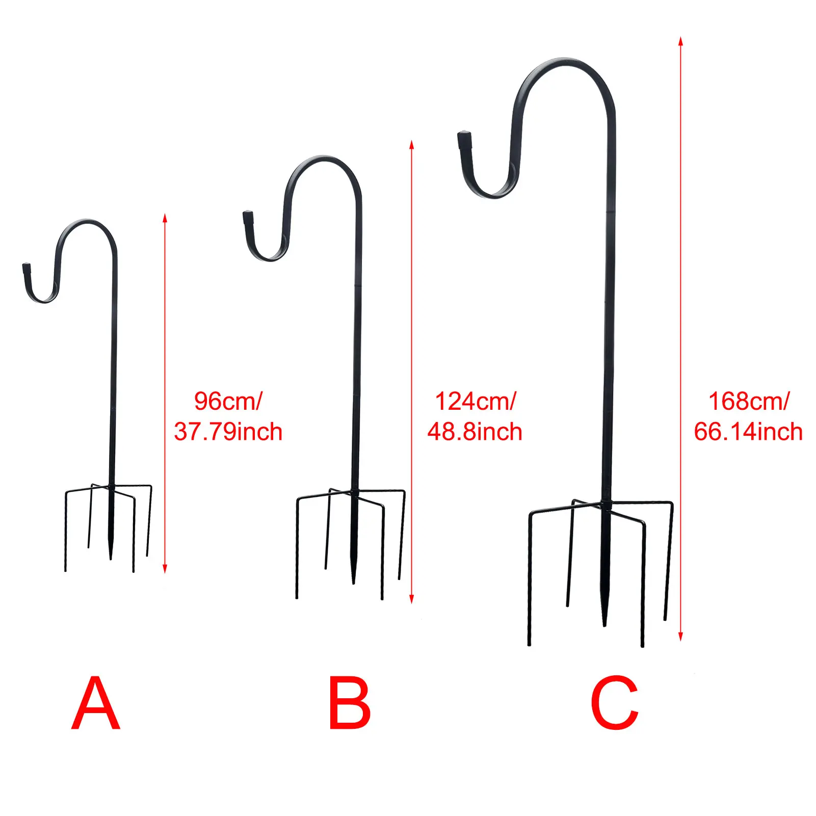 

Plant Hanger Courtyard Practical With 5 Prong Base Outdoor Garden Iron For Lanterns Shepherd Hook Stand Stake Adjustable Height