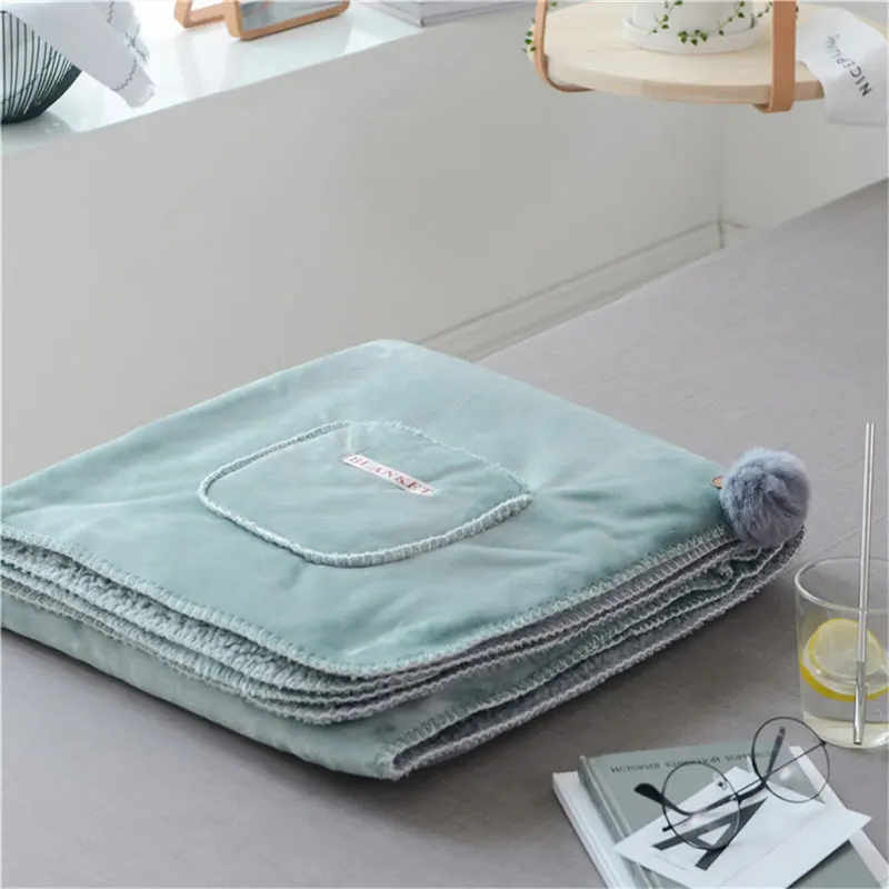 

Autumn Winter Double Flannel Velvet Blanket Multifunctional Office Shawl Blankets Fleece Coral Velvet Thick Cashmere Blanket