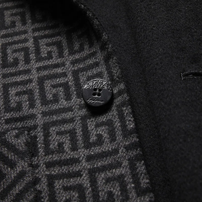 

New Brand Winter Double Side 50% Wool Men Thick Coats Male Fashion Wool Blend Outerwear Casual Jacket