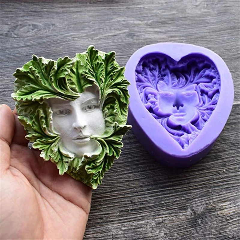 

Girl Leaf Face Shape Silicone Cake Soap Mold Rattan Fairy Face Epoxy Resin Molds