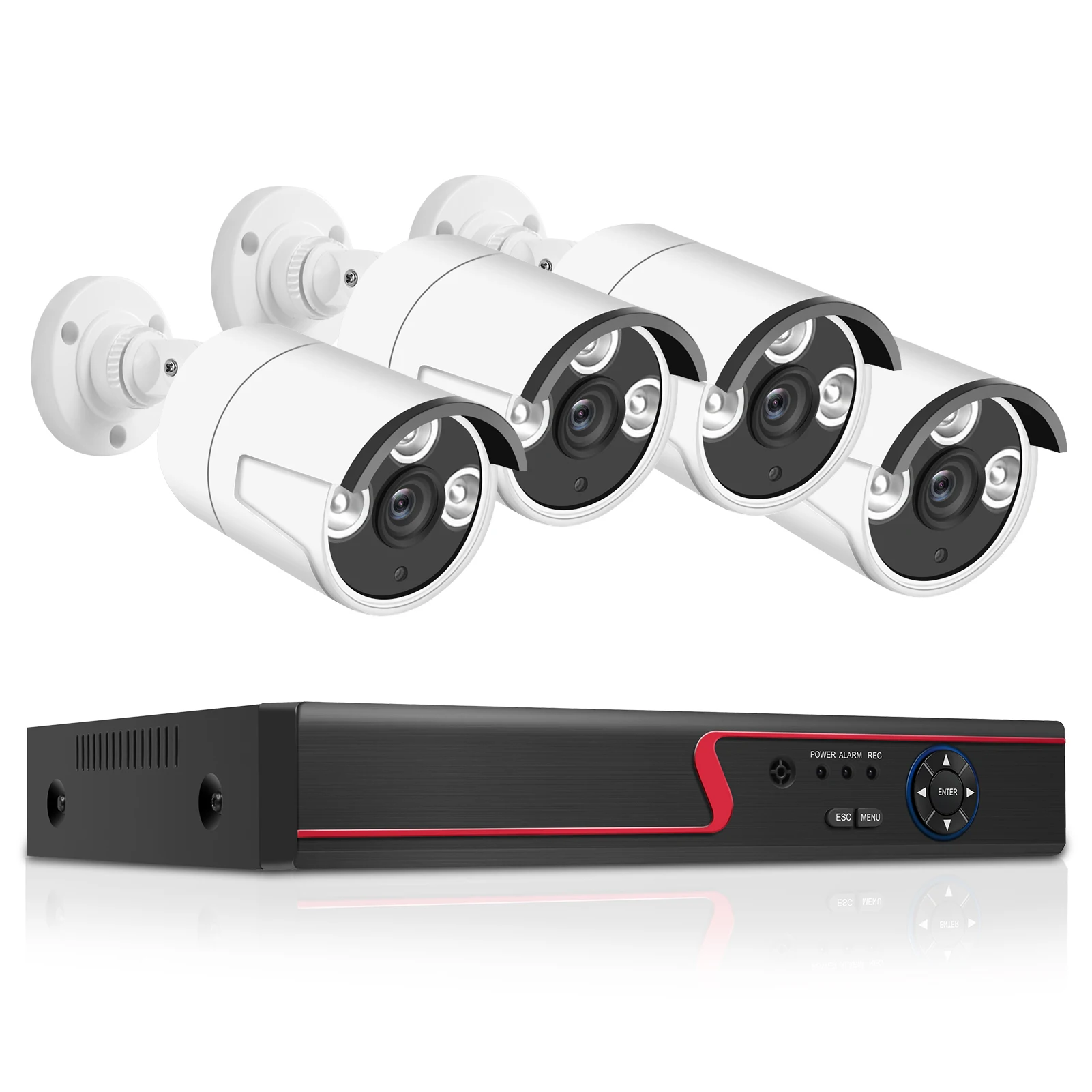 

Система безопасности 1080P + 4 уличных камеры видеонаблюдения с поддержкой ночного видения, предупреждения о движении, удаленный доступ