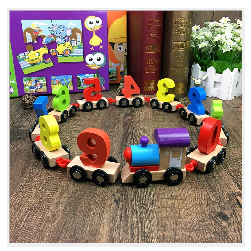 Детские развивающие игрушки Цифровой поезд деревянные большой зерна