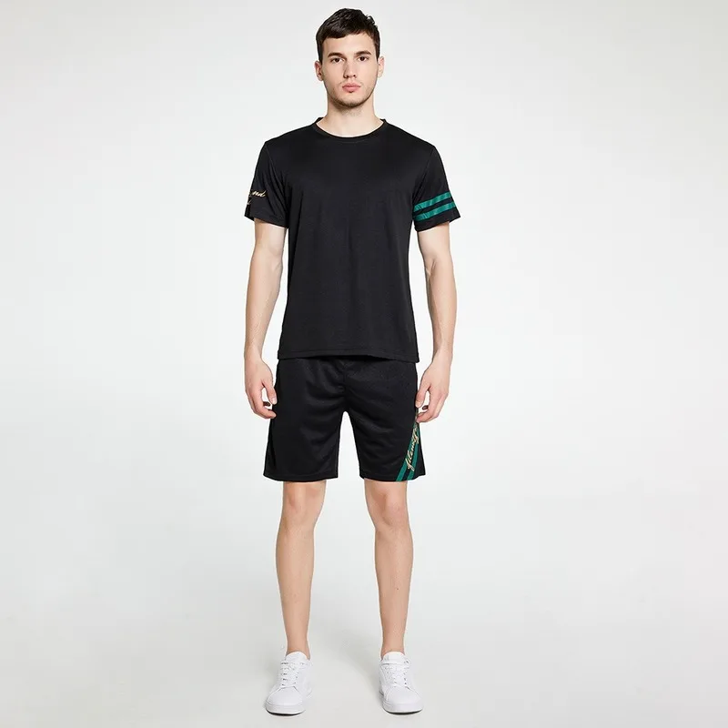 

Sports Male Tracksuit Clothing Summer Men Set Fitness Suit Sporting Suits Short Sleeve T Shirt+ Shorts Quick Drying 2 Piece Set